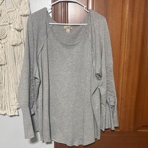 ONE WORLD Gray Long Sleeve Top